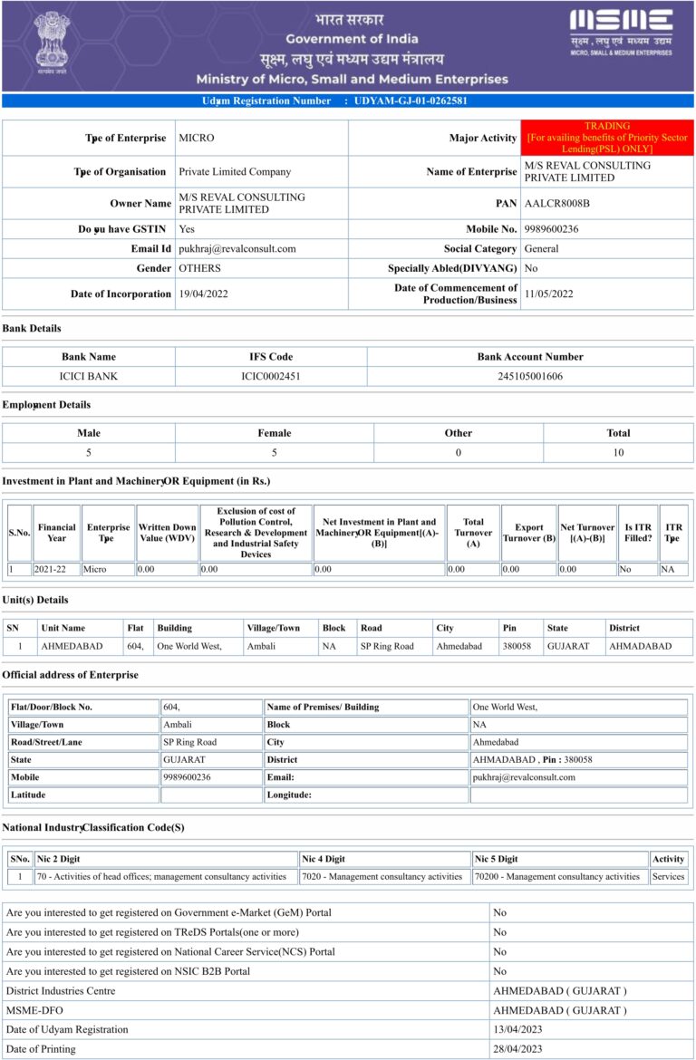 MSME Certificate